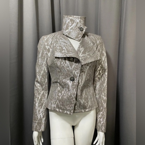 Vivienne Westwood Anglomania Metallic Silver Snakeskin Screen Print Jacket Sz40 - Picture 2 of 6